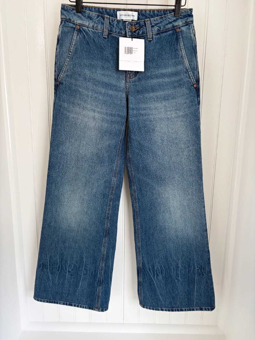 Victoria Beckham Gigi Jean Vintage Indigo Wide Leg Size 26 NWT Made Italy